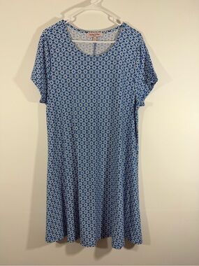 Harlow & Rose Blue Floral-Pattern Short Sleeve Women’s Dress